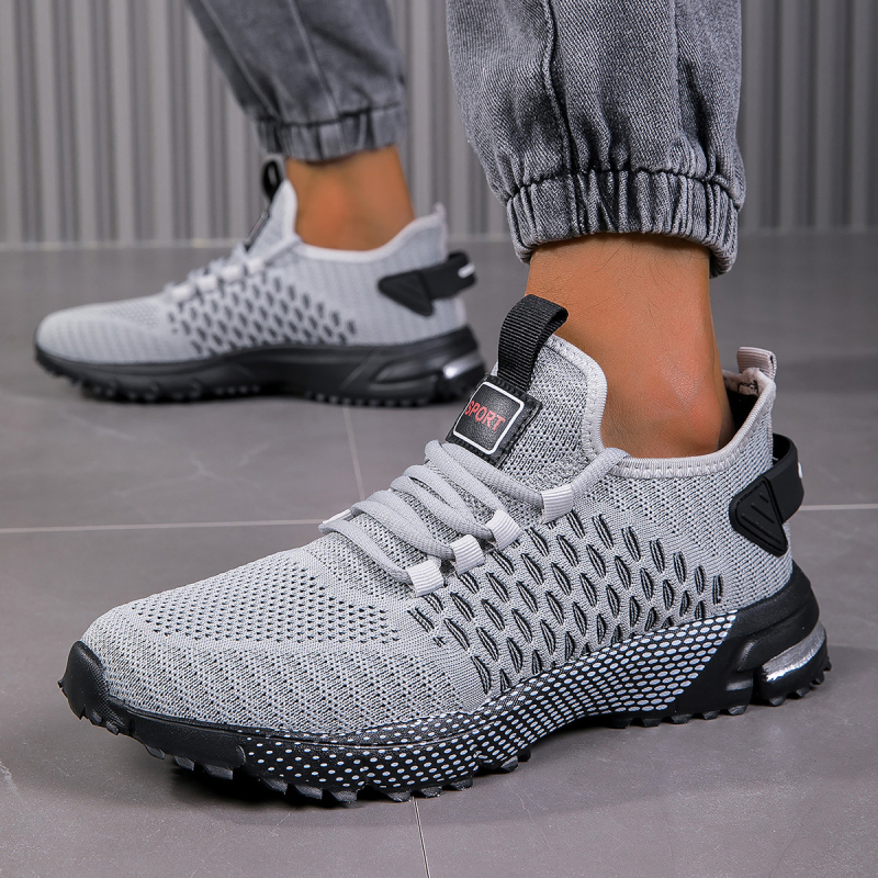 Мъжки леки дишащи спортни обувки с мрежеста горна част за бягане, връзки, кръгъл пръст, подметка MD