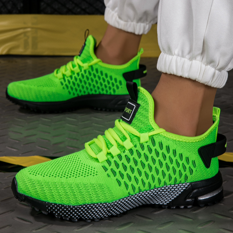 Мъжки леки дишащи спортни обувки с мрежеста горна част за бягане, връзки, кръгъл пръст, подметка MD