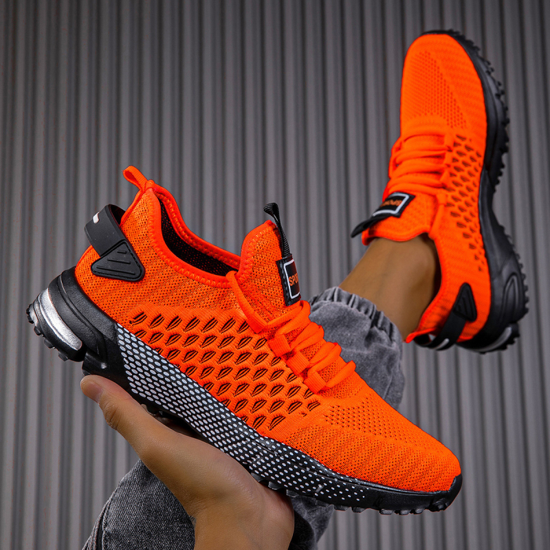Мъжки леки дишащи спортни обувки с мрежеста горна част за бягане, връзки, кръгъл пръст, подметка MD