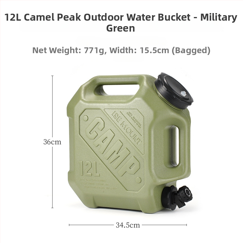 ISE MOUNT 12L Nešiojama lauko vandens talpa su dviem rankenomis ir čiaupu