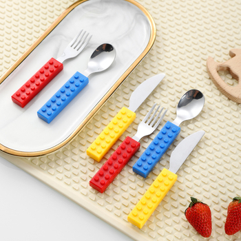 Σετ παιδικών μαχαιροπίρουνων σε δυτικό στυλ: μαχαίρι, πιρούνι και κουτάλι από ανοξείδωτο χάλυβα 410 με καθρέφτισμα επιφάνειας, δημιουργικά εκπαιδευτικά είδη για παιδιά