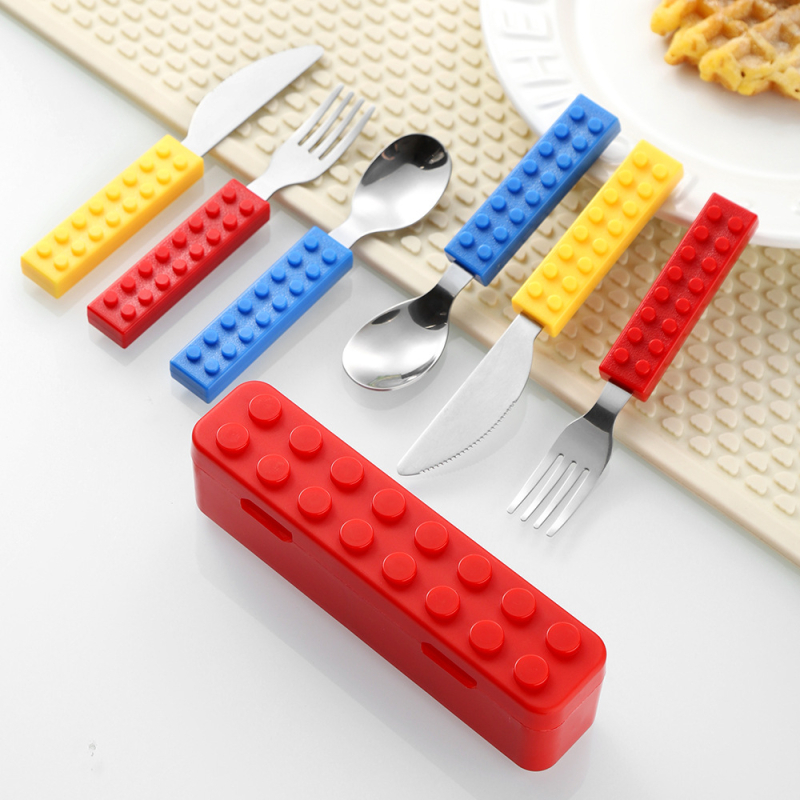 Σετ παιδικών μαχαιροπίρουνων σε δυτικό στυλ: μαχαίρι, πιρούνι και κουτάλι από ανοξείδωτο χάλυβα 410 με καθρέφτισμα επιφάνειας, δημιουργικά εκπαιδευτικά είδη για παιδιά