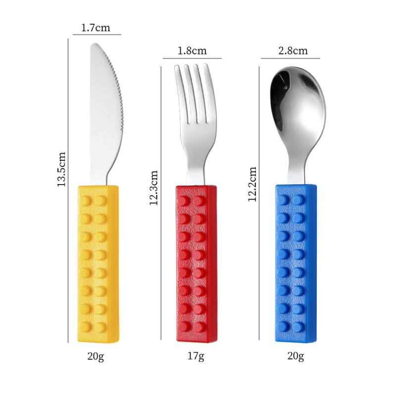 Σετ παιδικών μαχαιροπίρουνων σε δυτικό στυλ: μαχαίρι, πιρούνι και κουτάλι από ανοξείδωτο χάλυβα 410 με καθρέφτισμα επιφάνειας, δημιουργικά εκπαιδευτικά είδη για παιδιά