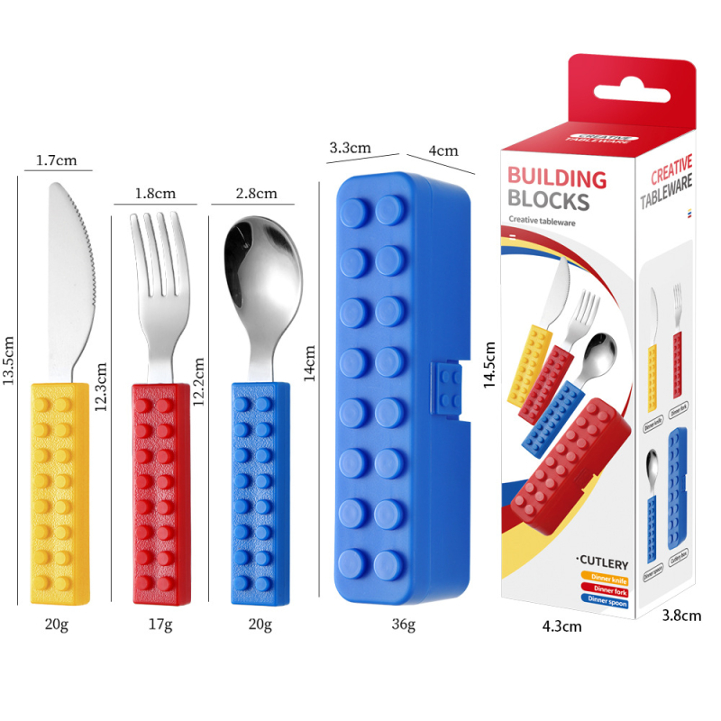 Σετ παιδικών μαχαιροπίρουνων σε δυτικό στυλ: μαχαίρι, πιρούνι και κουτάλι από ανοξείδωτο χάλυβα 410 με καθρέφτισμα επιφάνειας, δημιουργικά εκπαιδευτικά είδη για παιδιά