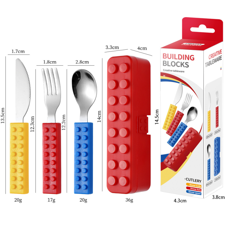 Σετ παιδικών μαχαιροπίρουνων σε δυτικό στυλ: μαχαίρι, πιρούνι και κουτάλι από ανοξείδωτο χάλυβα 410 με καθρέφτισμα επιφάνειας, δημιουργικά εκπαιδευτικά είδη για παιδιά