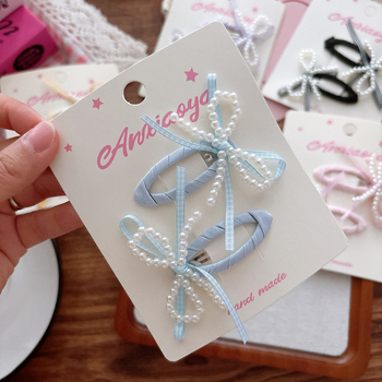 Accesorii pentru păr — clame BB lucrate manual cu perle artificiale, stil proaspăt și dulce