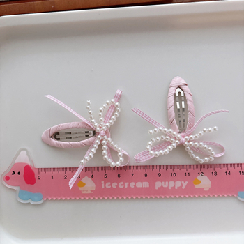 Accesorii pentru păr — clame BB lucrate manual cu perle artificiale, stil proaspăt și dulce