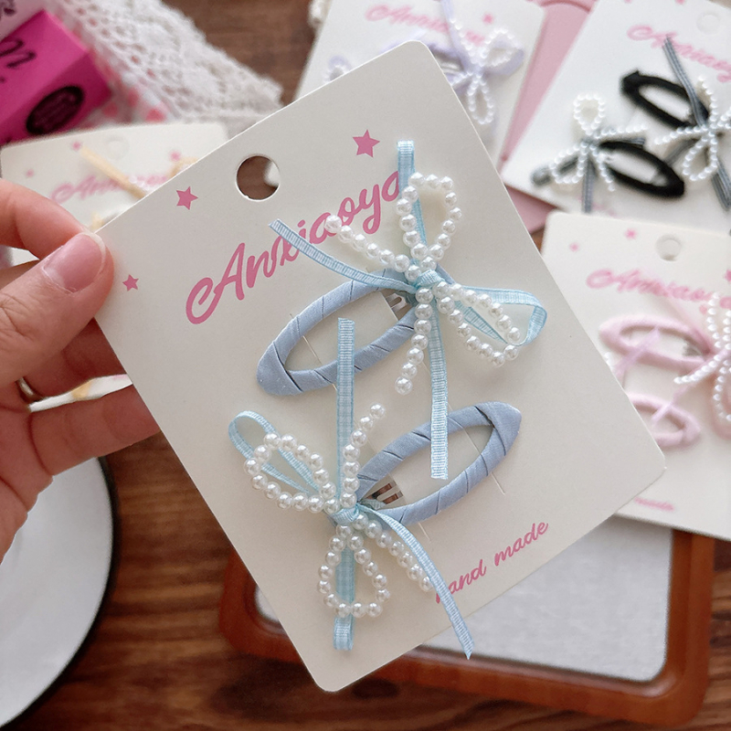 Accesorii pentru păr — clame BB lucrate manual cu perle artificiale, stil proaspăt și dulce