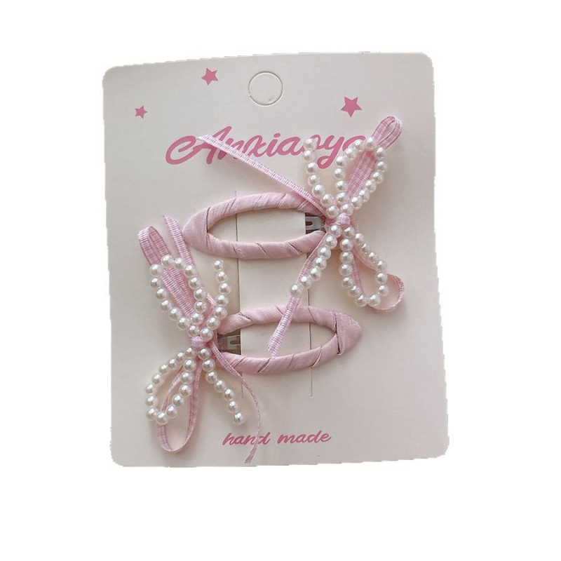 Accesorii pentru păr — clame BB lucrate manual cu perle artificiale, stil proaspăt și dulce
