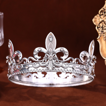 Accesoriu pentru cap – Tiara Barocă cu cerc complet pentru nunți, aliaj, placare electrolitică, unisex, brand Tuan Ming