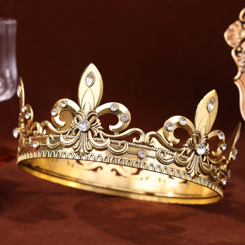 Accesoriu pentru cap – Tiara Barocă cu cerc complet pentru nunți, aliaj, placare electrolitică, unisex, brand Tuan Ming