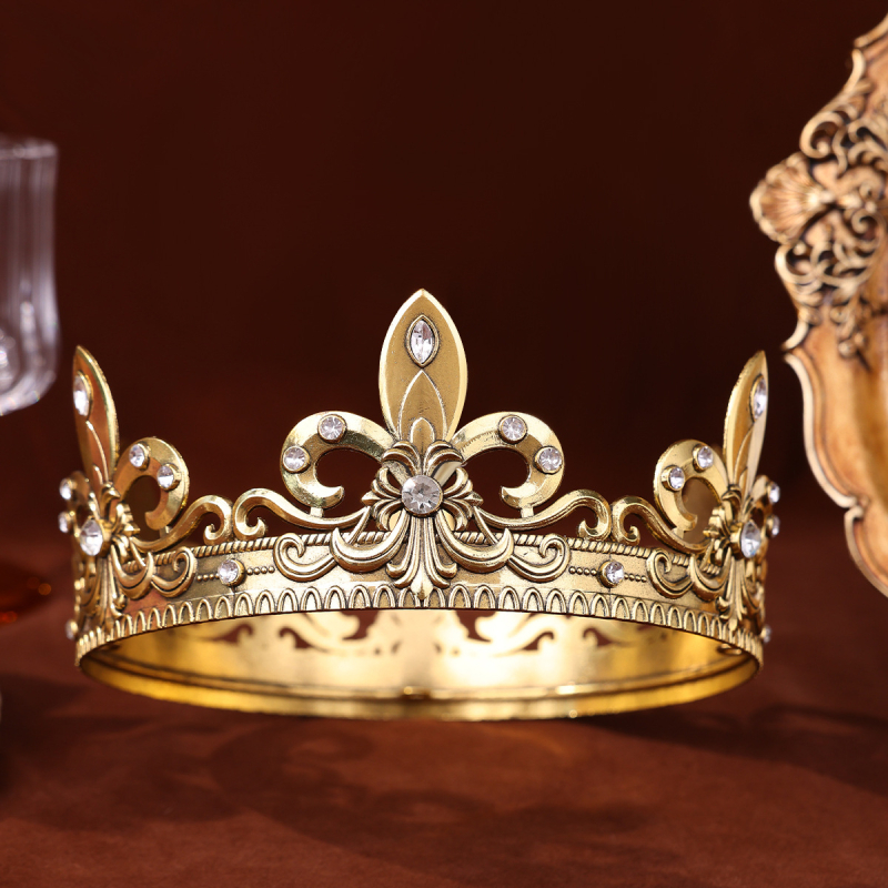 Accesoriu pentru cap – Tiara Barocă cu cerc complet pentru nunți, aliaj, placare electrolitică, unisex, brand Tuan Ming