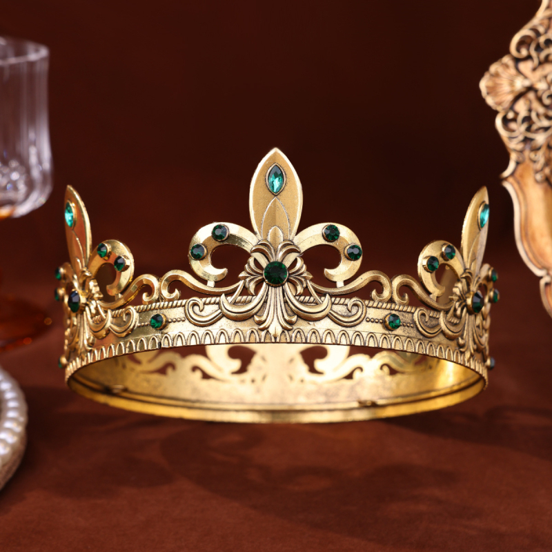 Accesoriu pentru cap – Tiara Barocă cu cerc complet pentru nunți, aliaj, placare electrolitică, unisex, brand Tuan Ming