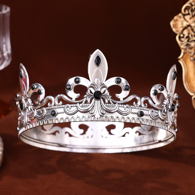 Accesoriu pentru cap – Tiara Barocă cu cerc complet pentru nunți, aliaj, placare electrolitică, unisex, brand Tuan Ming