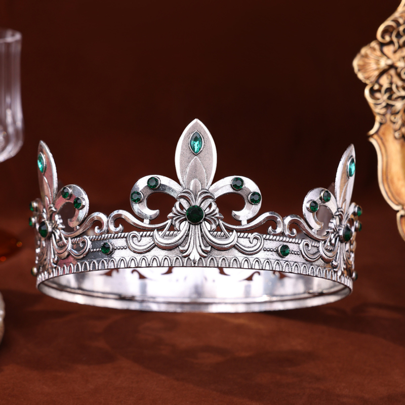 Accesoriu pentru cap – Tiara Barocă cu cerc complet pentru nunți, aliaj, placare electrolitică, unisex, brand Tuan Ming