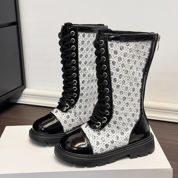 Детски ездачески ботуши с висок маншет, изкуствена кожа, гумена подметка, страничен цип, за деца на възраст 7–16 години