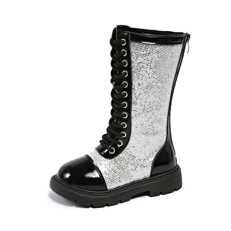 Детски ездачески ботуши с висок маншет, изкуствена кожа, гумена подметка, страничен цип, за деца на възраст 7–16 години