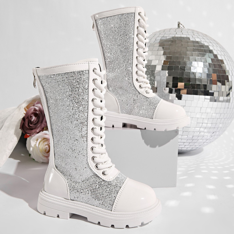 Детски ездачески ботуши с висок маншет, изкуствена кожа, гумена подметка, страничен цип, за деца на възраст 7–16 години