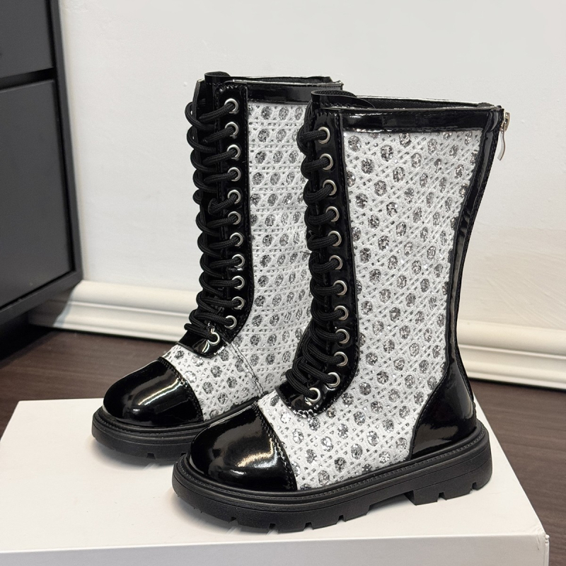 Детски ездачески ботуши с висок маншет, изкуствена кожа, гумена подметка, страничен цип, за деца на възраст 7–16 години