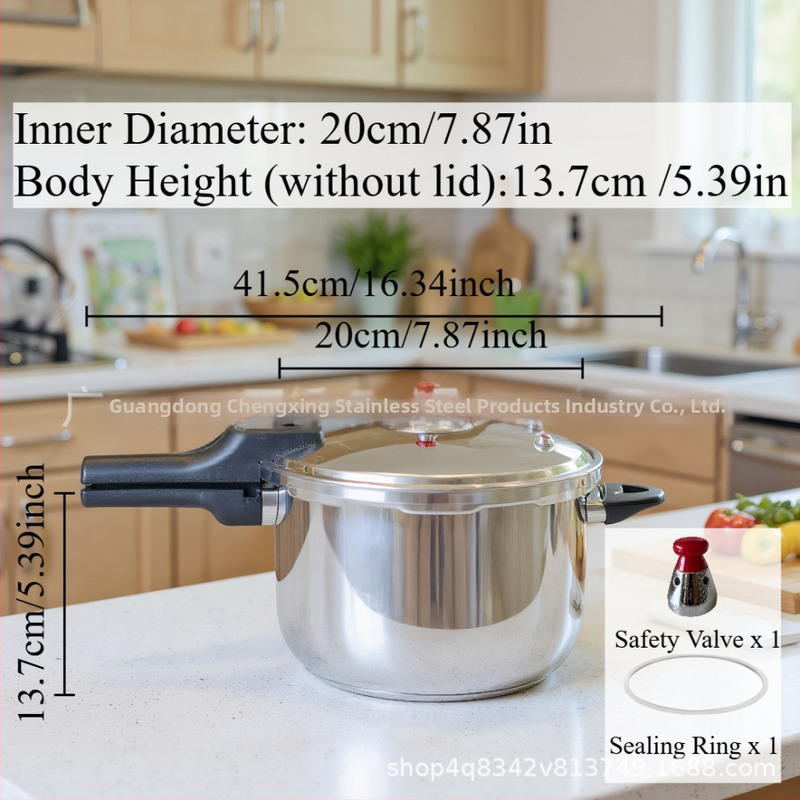 Tlakový hrniec s nepriľnavým povrchom, 201 nerezová oceľ, viacvrstvový spodok, vhodný pre všetky sporáky, hmotnosť 3200 g