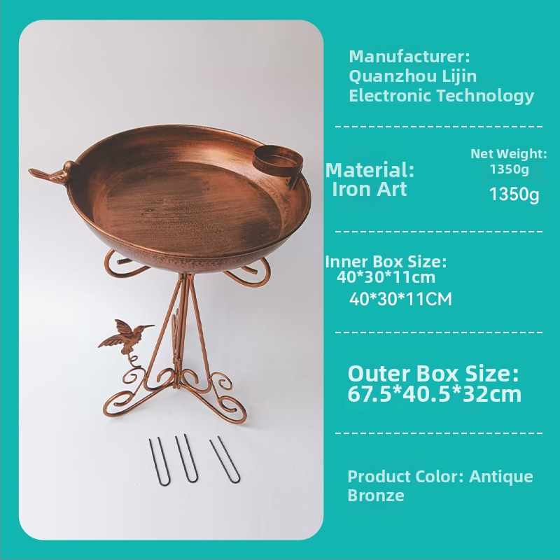 Metalno kupalište za ptice, slobodno stojeće, za vrt i dvorište, geometrijski oblik, konstrukcija od željeza