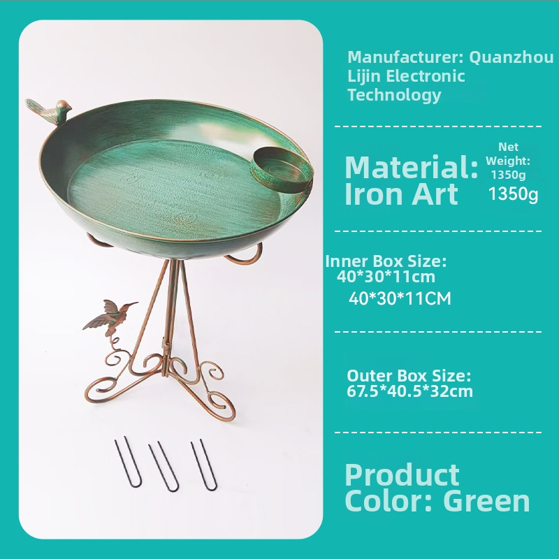 Metalno kupalište za ptice, slobodno stojeće, za vrt i dvorište, geometrijski oblik, konstrukcija od željeza