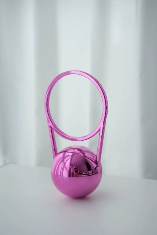 Večerná taška z PVC, kruhový tvar, magnetické zapínanie, podšívka z syntetickej kože, štýl Nový mesiac