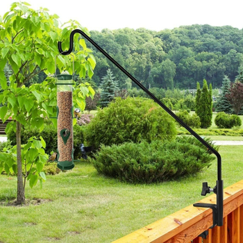 Стойка за хранилка за птици с въртяща се метална закачалка за растения — външна железна арт украса, модерен минимализъм