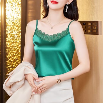 Nové jarné/letné čipkované tielko pre ženy, vrchný diel obleku, acetátový satén, spodná vrstva bez rukávov