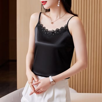 Nové jarné/letné čipkované tielko pre ženy, vrchný diel obleku, acetátový satén, spodná vrstva bez rukávov