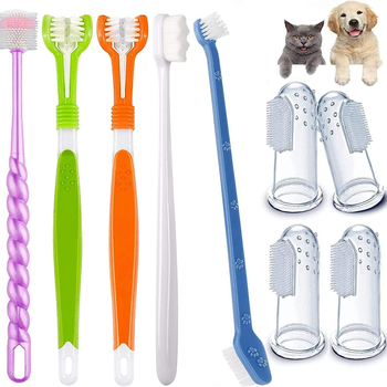 Sada zubných kefiek pre domáce zvieratá (mačky a psy), trojstranný dizajn, plastový materiál, starostlivosť o ďasná, balenie 300 kusov