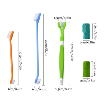 Sada zubných kefiek pre domáce zvieratá (mačky a psy), trojstranný dizajn, plastový materiál, starostlivosť o ďasná, balenie 300 kusov