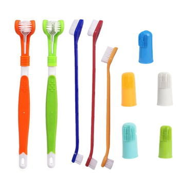 Sada zubných kefiek pre domáce zvieratá (mačky a psy), trojstranný dizajn, plastový materiál, starostlivosť o ďasná, balenie 300 kusov