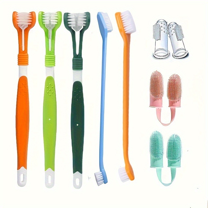 Sada zubných kefiek pre domáce zvieratá (mačky a psy), trojstranný dizajn, plastový materiál, starostlivosť o ďasná, balenie 300 kusov