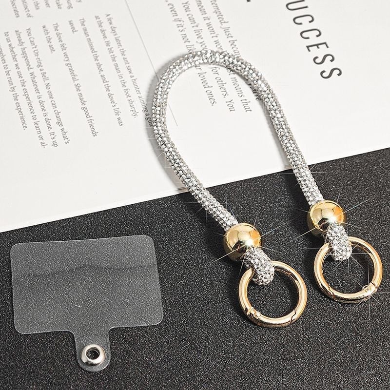 Mobilná šnúrka na telefón: kovová konštrukcia, ručne vyrábané, unisex dizajn, elastická bavlnená šnúrka, kovová pracka