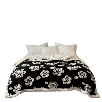 Korál fleece deka, polyester, geometrický vzor, jesenné-zimné, 350 g