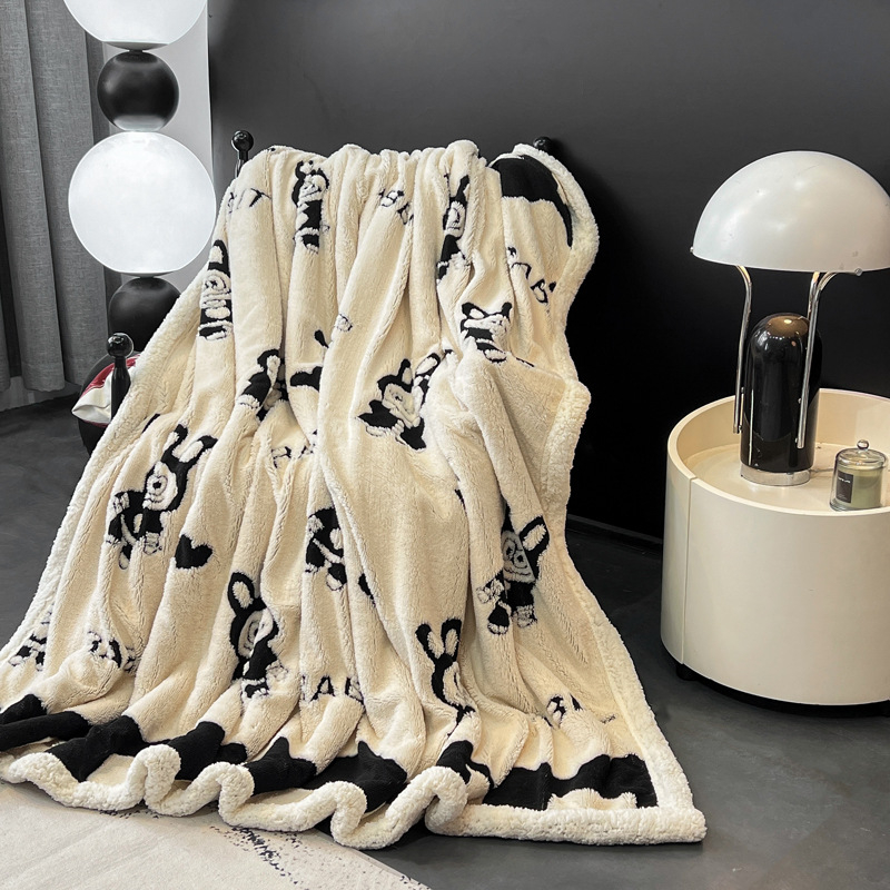 Korál fleece deka, polyester, geometrický vzor, jesenné-zimné, 350 g