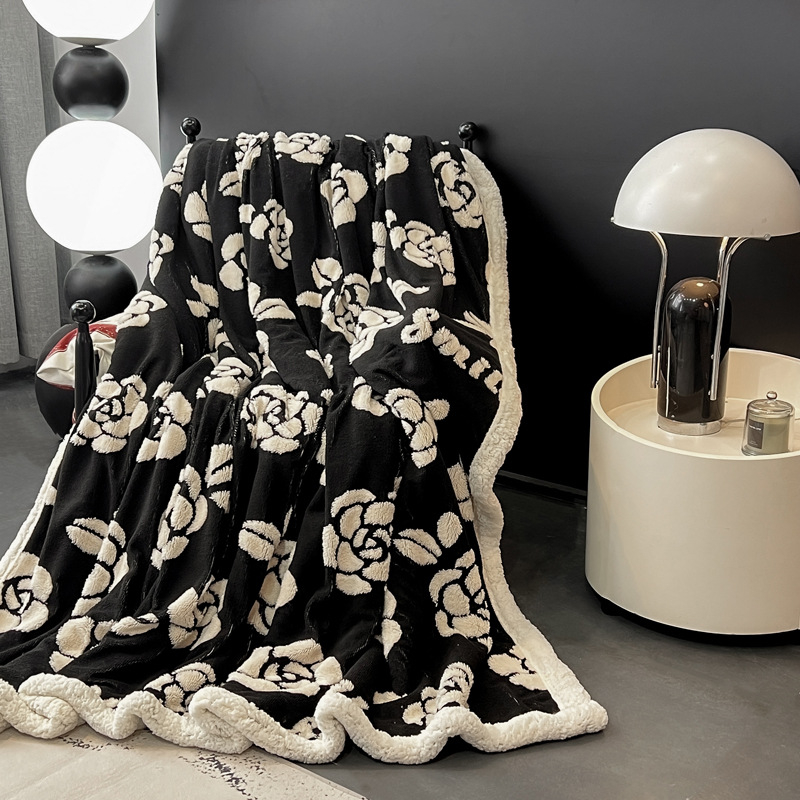 Korál fleece deka, polyester, geometrický vzor, jesenné-zimné, 350 g