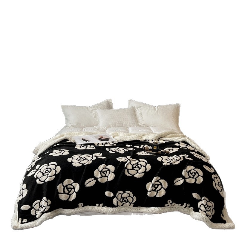 Korál fleece deka, polyester, geometrický vzor, jesenné-zimné, 350 g