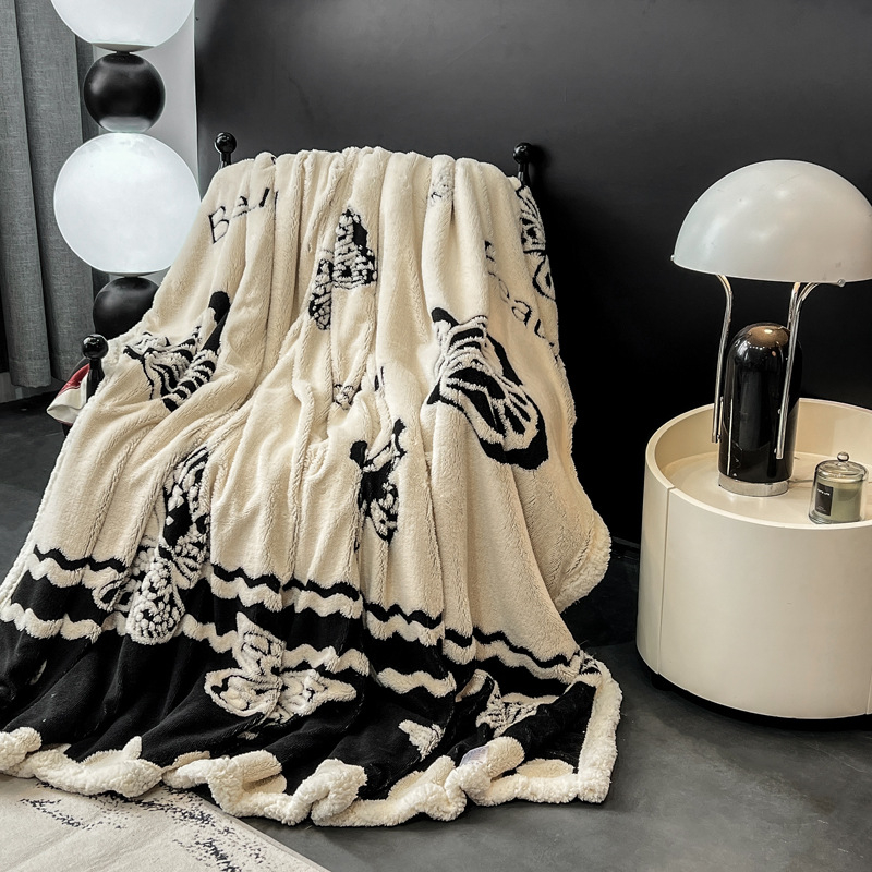 Korál fleece deka, polyester, geometrický vzor, jesenné-zimné, 350 g