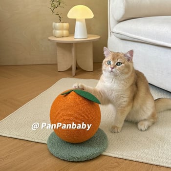 Mačacia doska na škrabanie s konopným lanom a sisálovou guľou, zvislá, roztomilý štýl