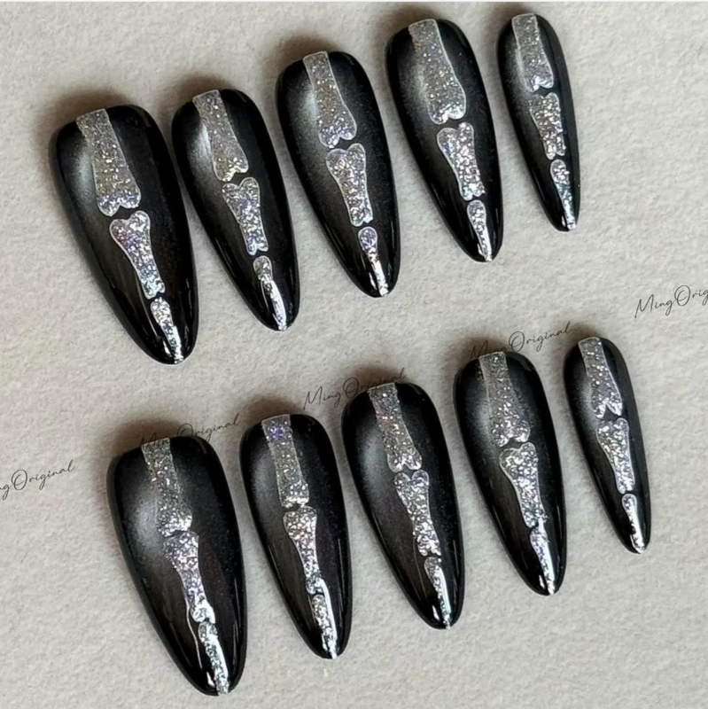 MOSR unghii false, design Halloween cu pânză de păianjen, purtabile, model Cartoon (Q0025-30 • Stil: Vintage, French, Ice Transparent, Minimalist • Design: Wearable • Model: Cartoon)