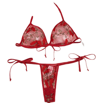 Дамски комплект дантелено бельо с халтер за врата, мрежеста материя, 90-95% полиестер, код Y975