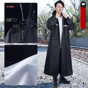 Dlhý, celoplošný pánsky pršiplášť, jednodielny strih, vhodný pre dospelých vodičov elektrických bicyklov a motocyklov.