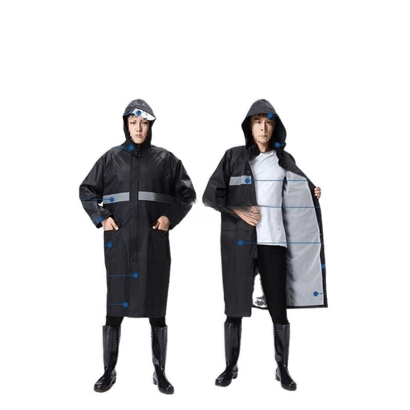 Dlhý, celoplošný pánsky pršiplášť, jednodielny strih, vhodný pre dospelých vodičov elektrických bicyklov a motocyklov.