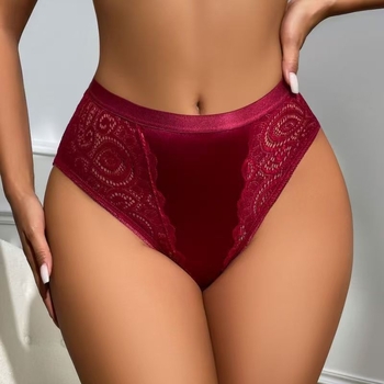 Дамски дантелени бикини със средна талия, найлонова материя, памучна подплата, дишащи