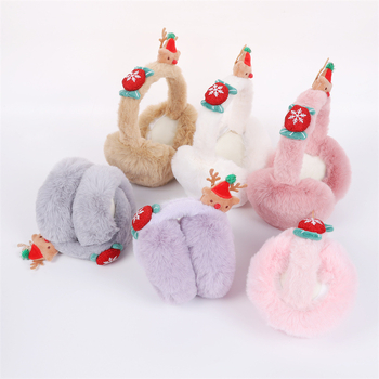 Kokkupanduvad plüüskõrvakaitsed täiskasvanutele, unisex, polüester, karikatuurne põhjapõdra motiiv, soojad talveks, sügisele ja kevadeks