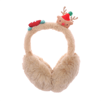 Kokkupanduvad plüüskõrvakaitsed täiskasvanutele, unisex, polüester, karikatuurne põhjapõdra motiiv, soojad talveks, sügisele ja kevadeks