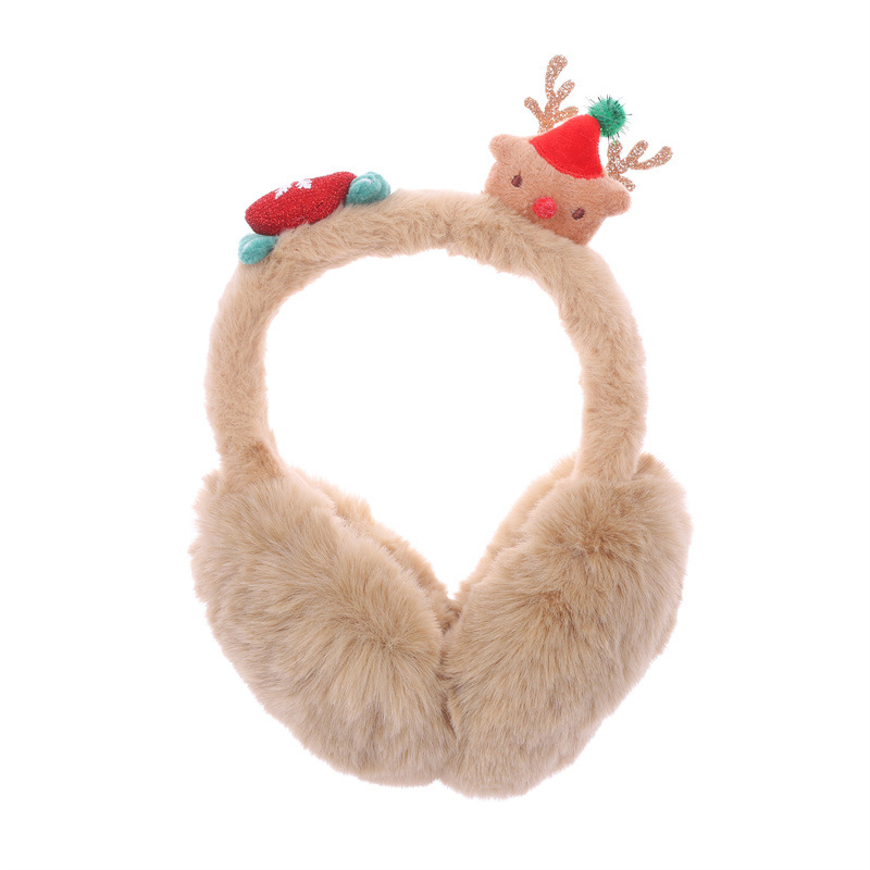 Kokkupanduvad plüüskõrvakaitsed täiskasvanutele, unisex, polüester, karikatuurne põhjapõdra motiiv, soojad talveks, sügisele ja kevadeks