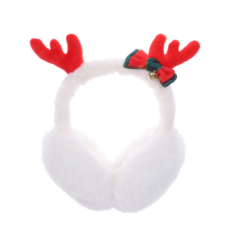 Kokkupanduvad plüüskõrvakaitsed täiskasvanutele, unisex, polüester, karikatuurne põhjapõdra motiiv, soojad talveks, sügisele ja kevadeks